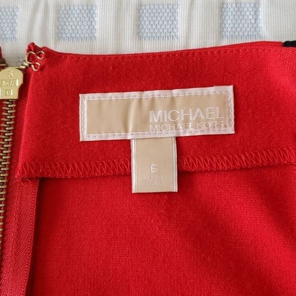 Michael Kors Blk Red Colorblock Panel Pencil Skirt - Picture 7 of 8